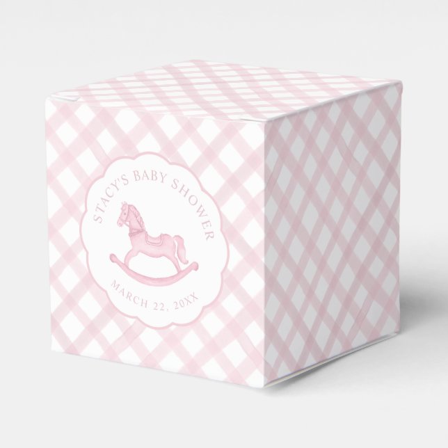 Pink Gingham Girl Baby Showbox Geschenkschachtel (Vorderseite)