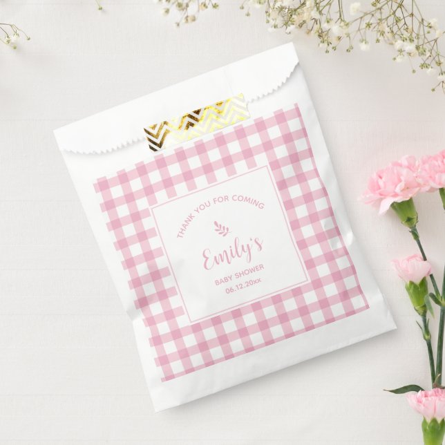 Pink Gingham Girl Babydusche Danke, dass ihr gekom Geschenktütchen (Versiegelt)