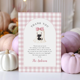 Pink Gingham Halloween Ghost Girl Baby Dusche Dankeskarte