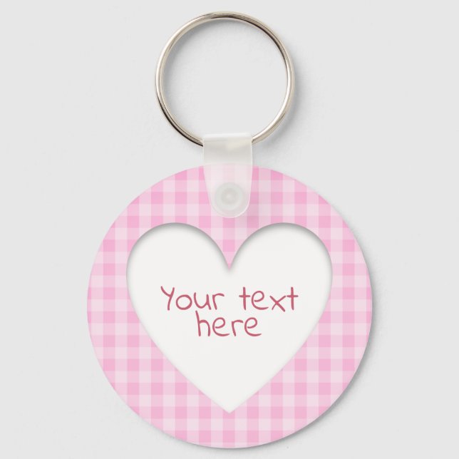 Pink Gingham Heart Schlüsselanhänger (Vorderseite)