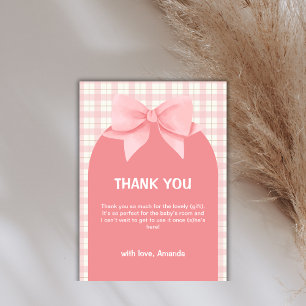 Pink Gingham Kariert Arch Bow Baby Dusche Vielen D Dankeskarte