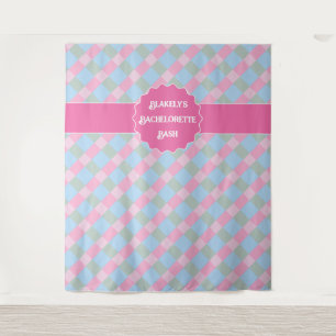 Pink gingham kariert Bachelorette Tapestry Wandteppich