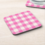 Pink Gingham Kariert Cotattcore Getränkeuntersetzer<br><div class="desc">Moderner Picknick-Trend im Frühling mit Gingham kariertes Tartan Muster in heißen Rosa und Weiß.</div>