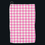 Pink Gingham Kariert Cotattcore Golfhandtuch<br><div class="desc">Moderner Picknick-Trend im Frühling mit Gingham kariertes Tartan Muster in heißen Rosa und Weiß.</div>