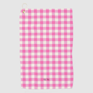 Pink Gingham Kariert Cotattcore Golfhandtuch
