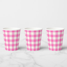 Pink Gingham Kariert Cotattcore Pappbecher