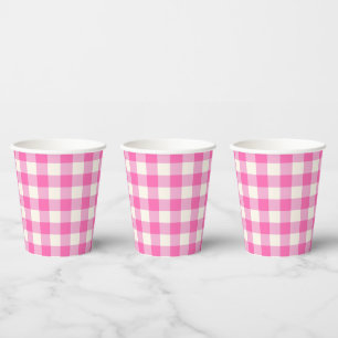 Pink Gingham Kariert Cotattcore Pappbecher