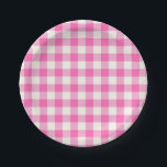 Pink Gingham Kariert Cotattcore Pappteller<br><div class="desc">Moderner Picknick-Trend im Frühling mit Gingham kariertes Tartan Muster in heißen Rosa und Weiß.</div>