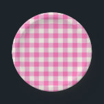 Pink Gingham Kariert Cotattcore Pappteller<br><div class="desc">Moderner Picknick-Trend im Frühling mit Gingham kariertes Tartan Muster in heißen Rosa und Weiß.</div>