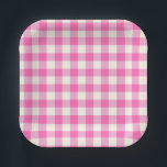 Pink Gingham Kariert Cotattcore Pappteller<br><div class="desc">Moderner Picknick-Trend im Frühling mit Gingham kariertes Tartan Muster in heißen Rosa und Weiß.</div>