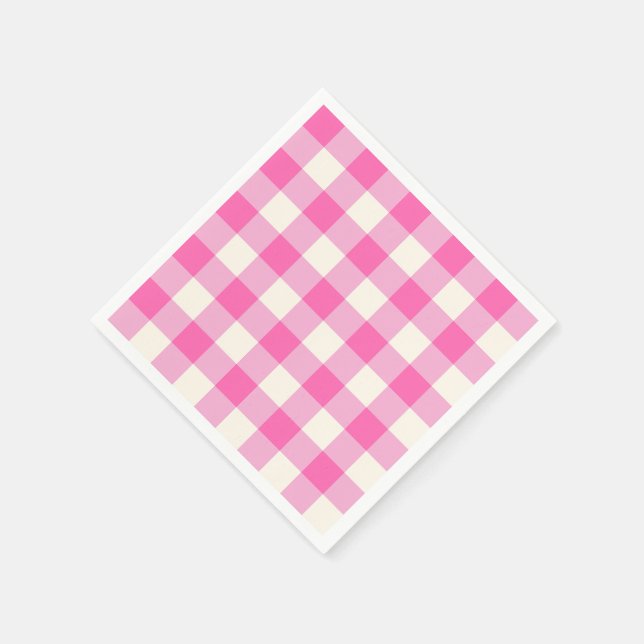 Pink Gingham Kariert Cotattcore Serviette (Ecke)