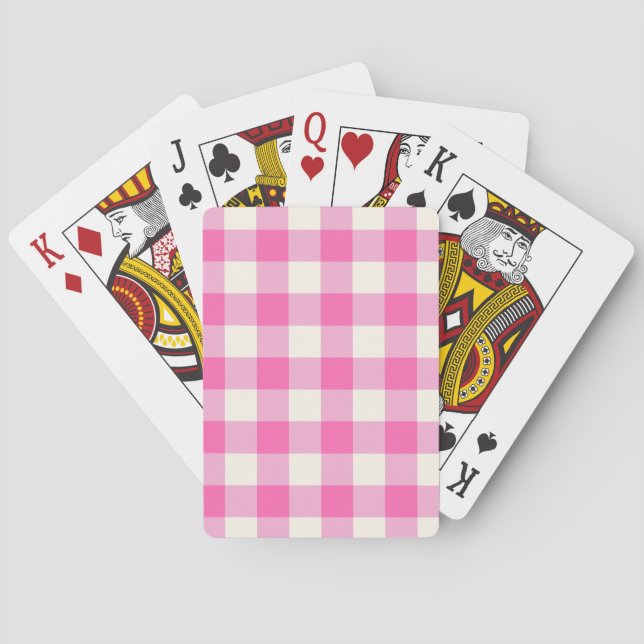 Pink Gingham Kariert Cotattcore Spielkarten (Rückseite)