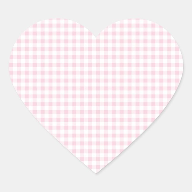 Pink Gingham Kariert Herz-Aufkleber (Vorderseite)