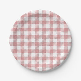 Pink Gingham Kariert Pattern Pappteller