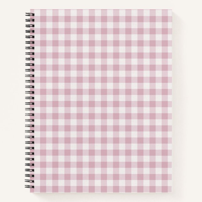 Pink Gingham Kariert Strip Notizbuch (Vorderseite)