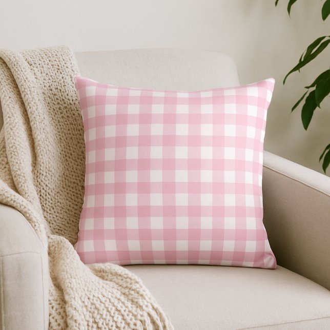 Pink Gingham Kariert Throw Kissen (Von Creator hochgeladen)