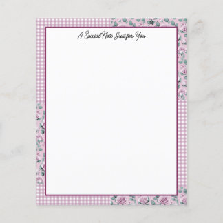 Pink Gingham Kariert und Rose Papier