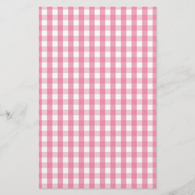 Pink Gingham Karo Pattern Briefpapier (Vorderseite)