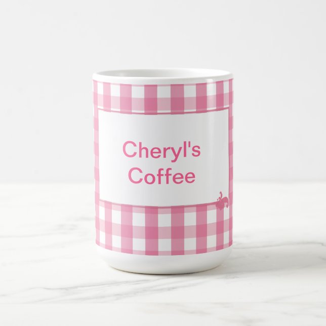Pink Gingham Karo Pattern Kaffeetasse (Mittel)