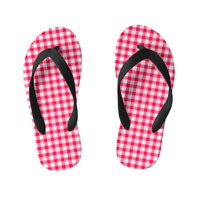 Pink Gingham Kids Flip Flops (Fußbett)