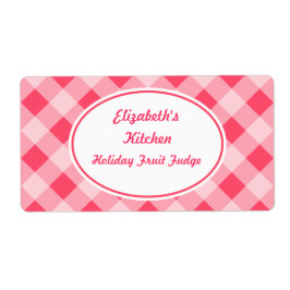 Pink Gingham Kitchen Labels
