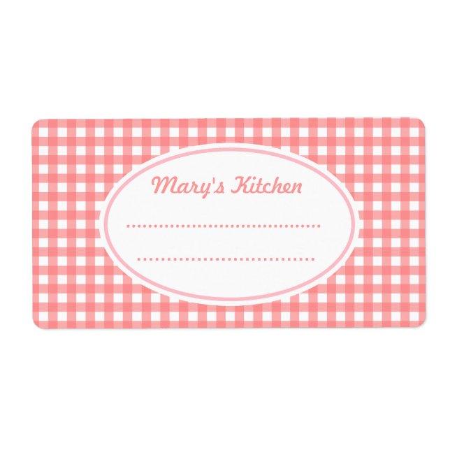 Pink Gingham Kitchen Labels (Vorne)