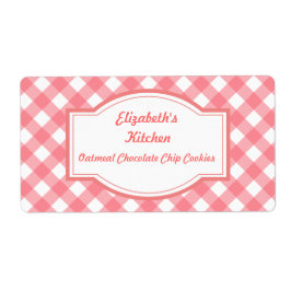 Pink Gingham Kitchen Labels