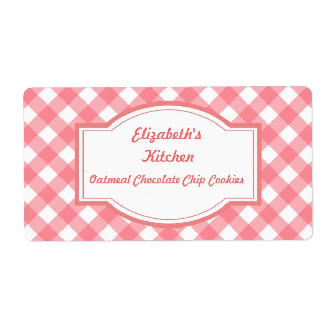 Pink Gingham Kitchen Labels (Vorne)