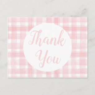 Pink Gingham Laurel Wappen Postkarten