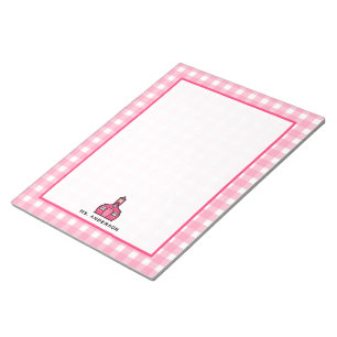 Pink Gingham Lehrer Notepad Notizblock