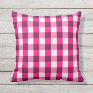 Pink-Gingham-Muster Kissen Für Draußen