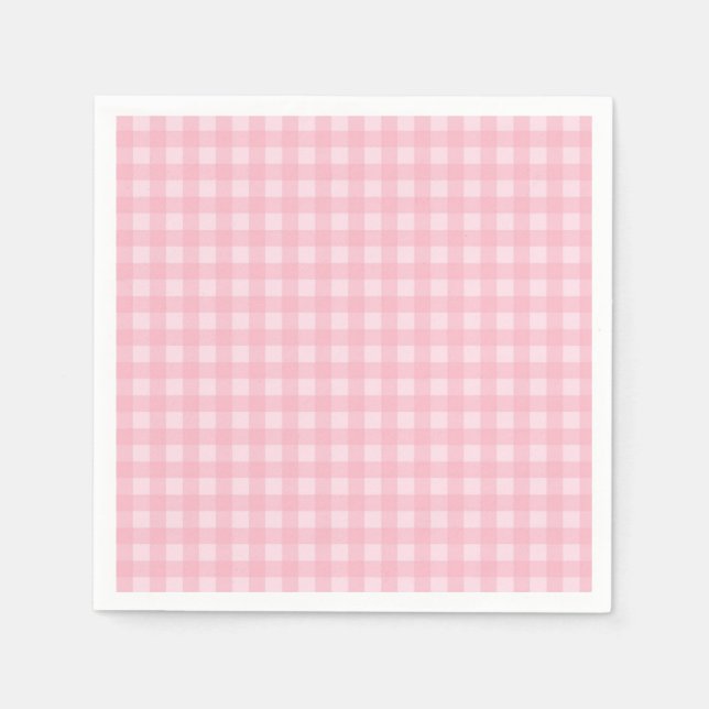 Pink Gingham Paper Napkins Serviette (Vorderseite)
