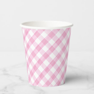 Pink Gingham Pappbecher