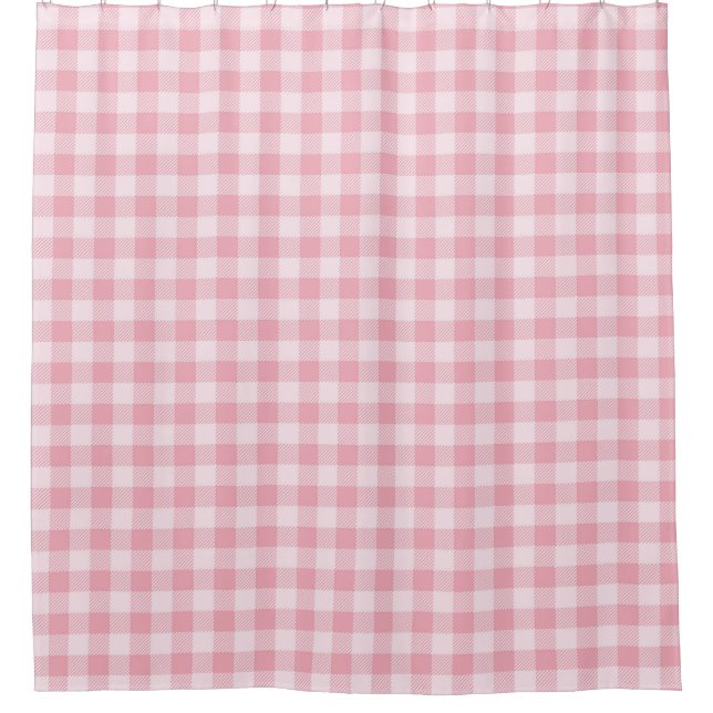 Pink Gingham Pattern Girly Check Plaid Checkered Duschvorhang (Vorderseite)