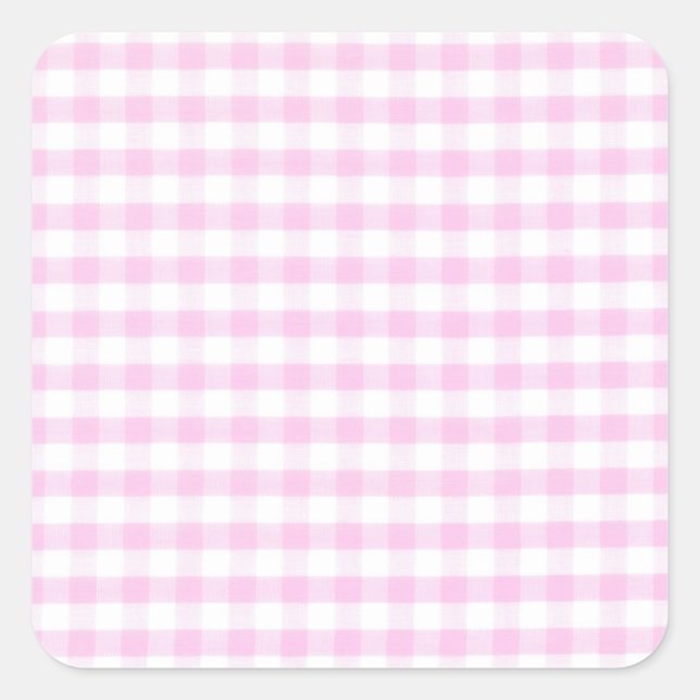 Pink Gingham Pattern Quadratischer Aufkleber (Vorderseite)