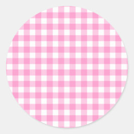 Pink Gingham Pattern Runder Aufkleber