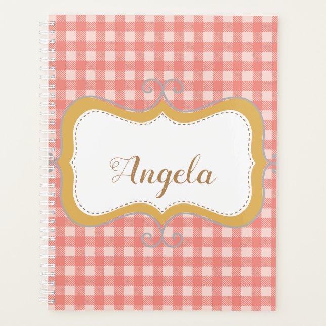Pink Gingham Personalisiert Planner Planer (Vorderseite)