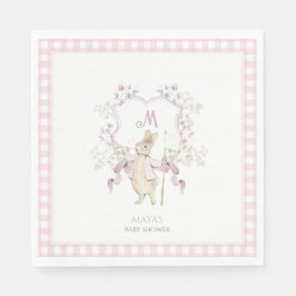 Pink Gingham Peter die Rabbit Monogram Baby Dusche Serviette