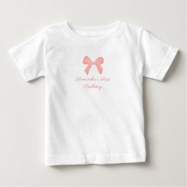 Pink Gingham Pink Bow Birthday Baby T-shirt