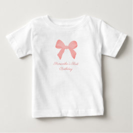 Pink Gingham Pink Bow Birthday Baby T-shirt