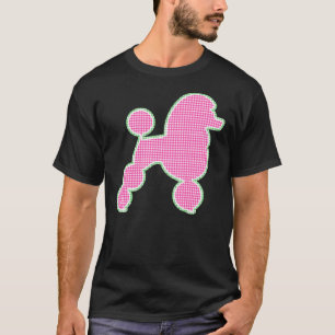 Pink Gingham Poodle mit Pom Poms T-Shirt