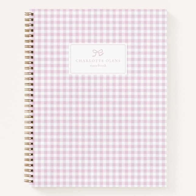 Pink Gingham, Preppy & Pastel Ästhetik Notizbuch (Vorderseite)