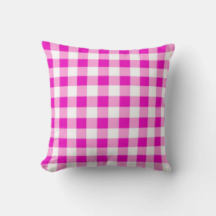 Pink Gingham Reversible Throw Kissen