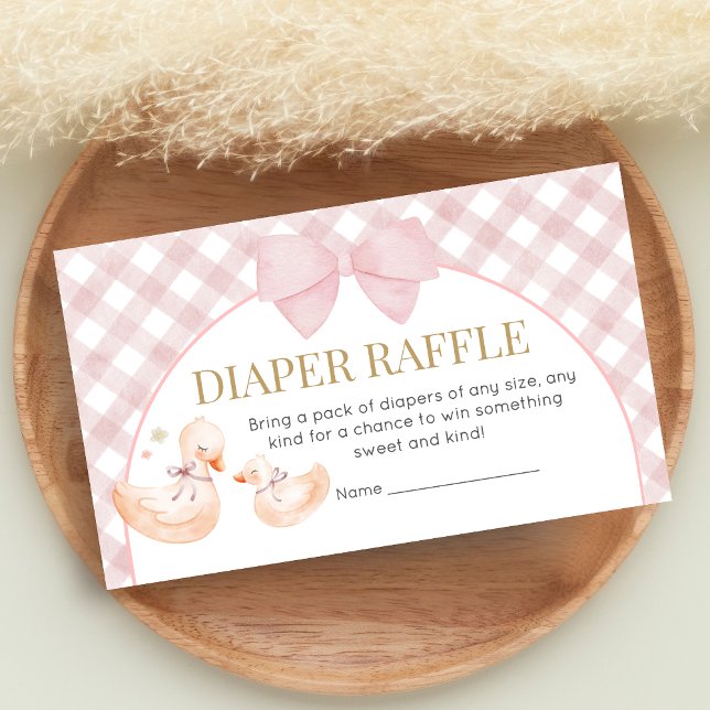 Pink Gingham Silly Goose Baby Shower Diaper Raffle Begleitkarte (Silly Goose Baby Shower Diaper Raffle)