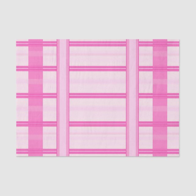 Pink Gingham Stripe Check Pattern Seidenpapier (Vorderseite)