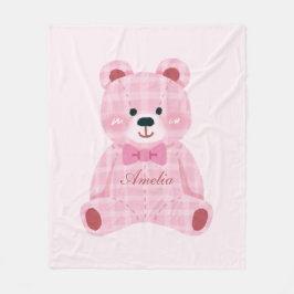 Pink Gingham Teddy Fleecedecke