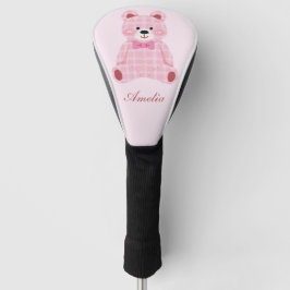 Pink Gingham Teddy Golf Headcover
