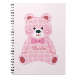 Pink Gingham Teddy Notizblock