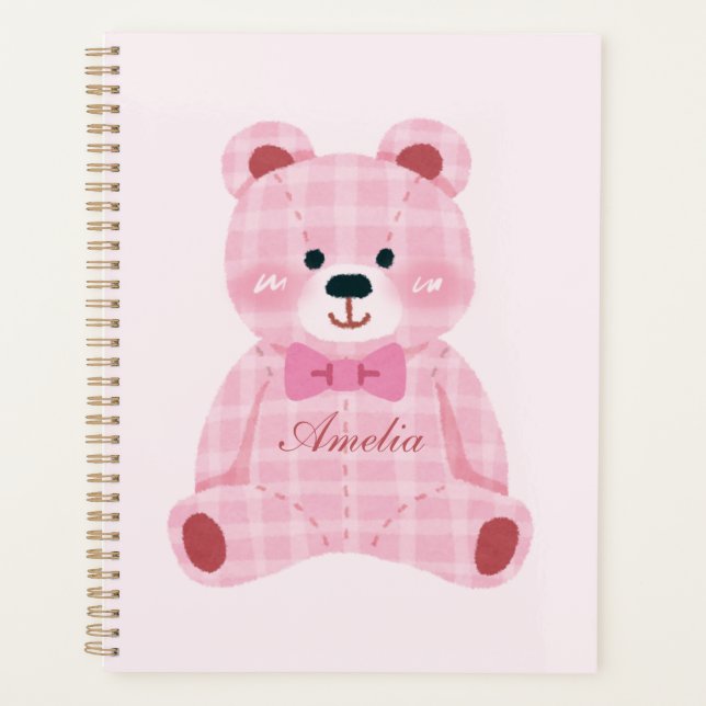 Pink Gingham Teddy Planer (Vorderseite)