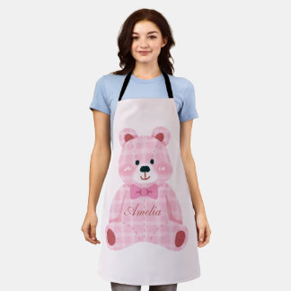 Pink Gingham Teddy Schürze